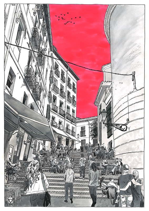 Ilustración Daniel Moyano para revista TIMEOUT, calle Nuncio Madrid