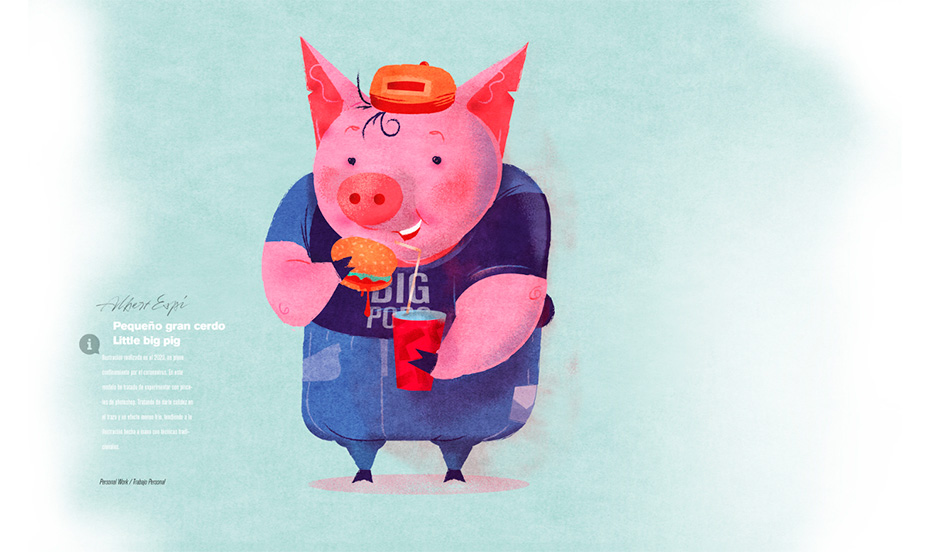 Agencia de ilustración June Illustration, ilustrador Albert Espí, ilustración cerdo