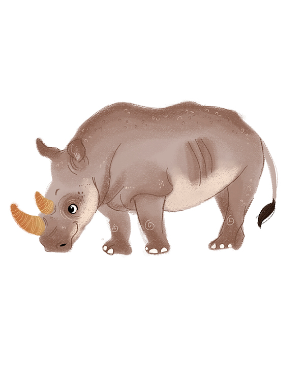 Agencia de ilustración June Illustration, ilustradora Naty Scabuso, rinoceronte