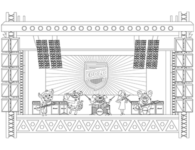 Dibujo para colorear de un concierto del grupo de música EPDLD