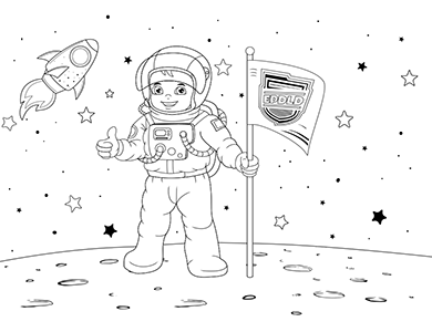 Dibujo para colorear de un niño astronauta