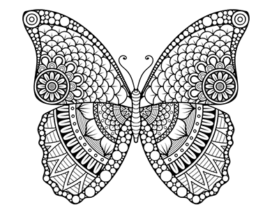 Dibujo para colorear un mandala de una mariposa