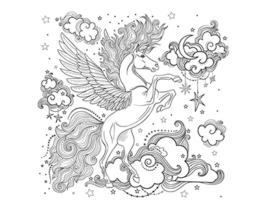 Dibujos colorear caballo alado
