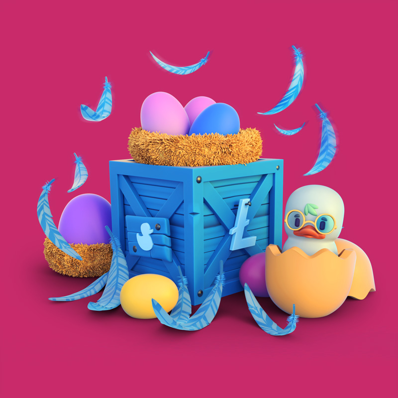ilustración 3D caja patito feo