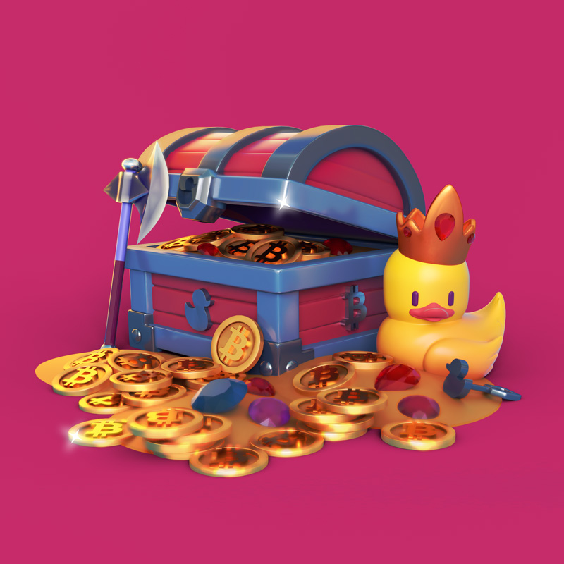 ilustración 3D caja pato Rey