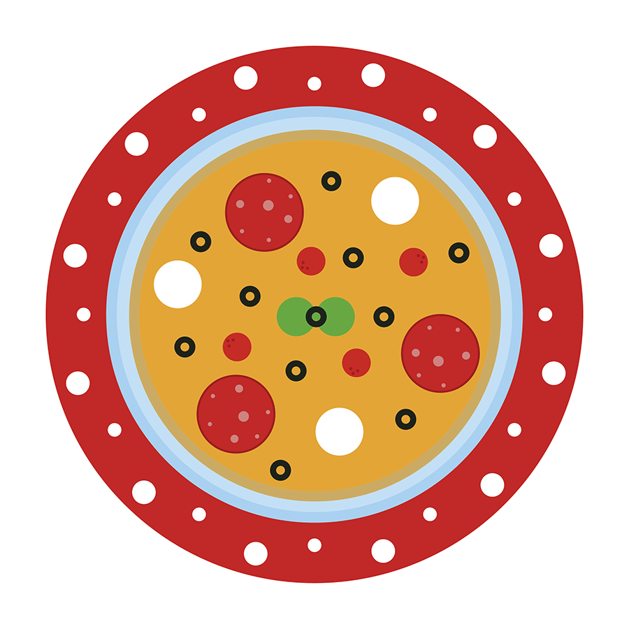 Ilustración libro infantil "Círculos", pizza.