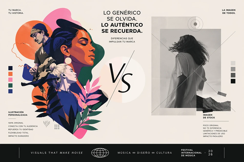 Ilustración Vs Stock, lo genérico se olvida, lo auténtico se recuerda.