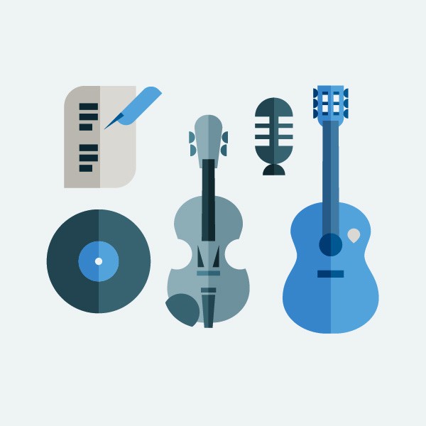 Ilustración de Francesco Faggiano de iconos de instrumentos musicales