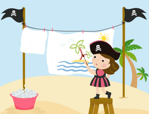 Children’s illustrations of pirates, for children who attend the early childhood education stage