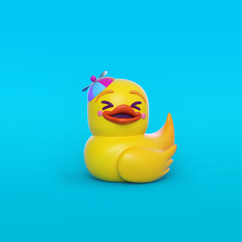 Pato contento ilustración en 3D