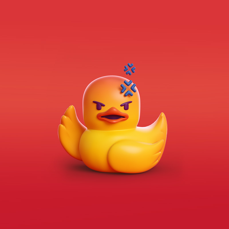 Pato enojado ilustración en 3D