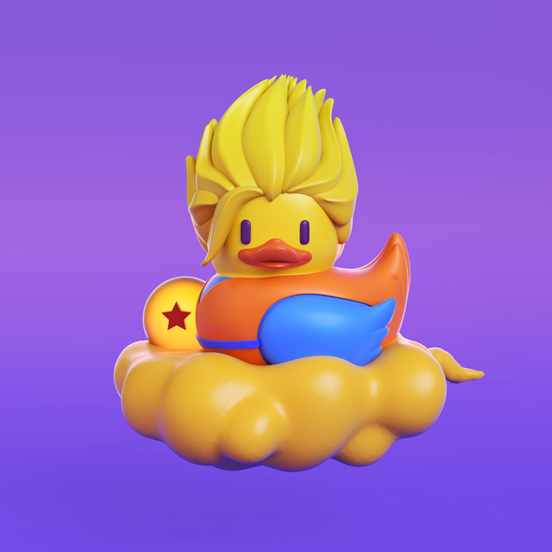 Pato Goku ilustración en 3D