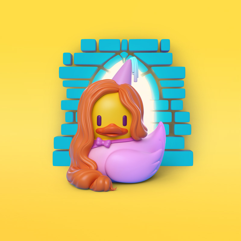 Pato princesa ilustración en 3D